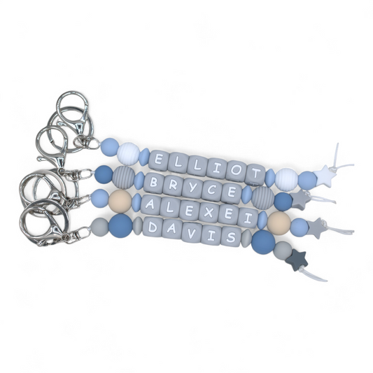 Personalized Pacifier Clips, Blue Collection, Alexei Model
